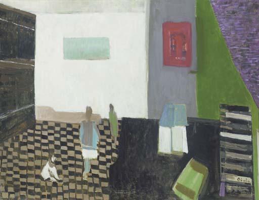 Janice Biala - Interior with Denise and Dog