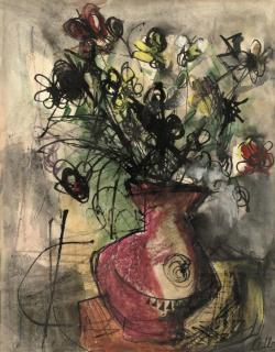 Jankel Adler - Flowers in a pink vase