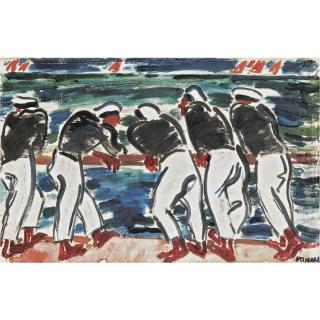 János Vaszary - Hungarian Sailors By The Sea