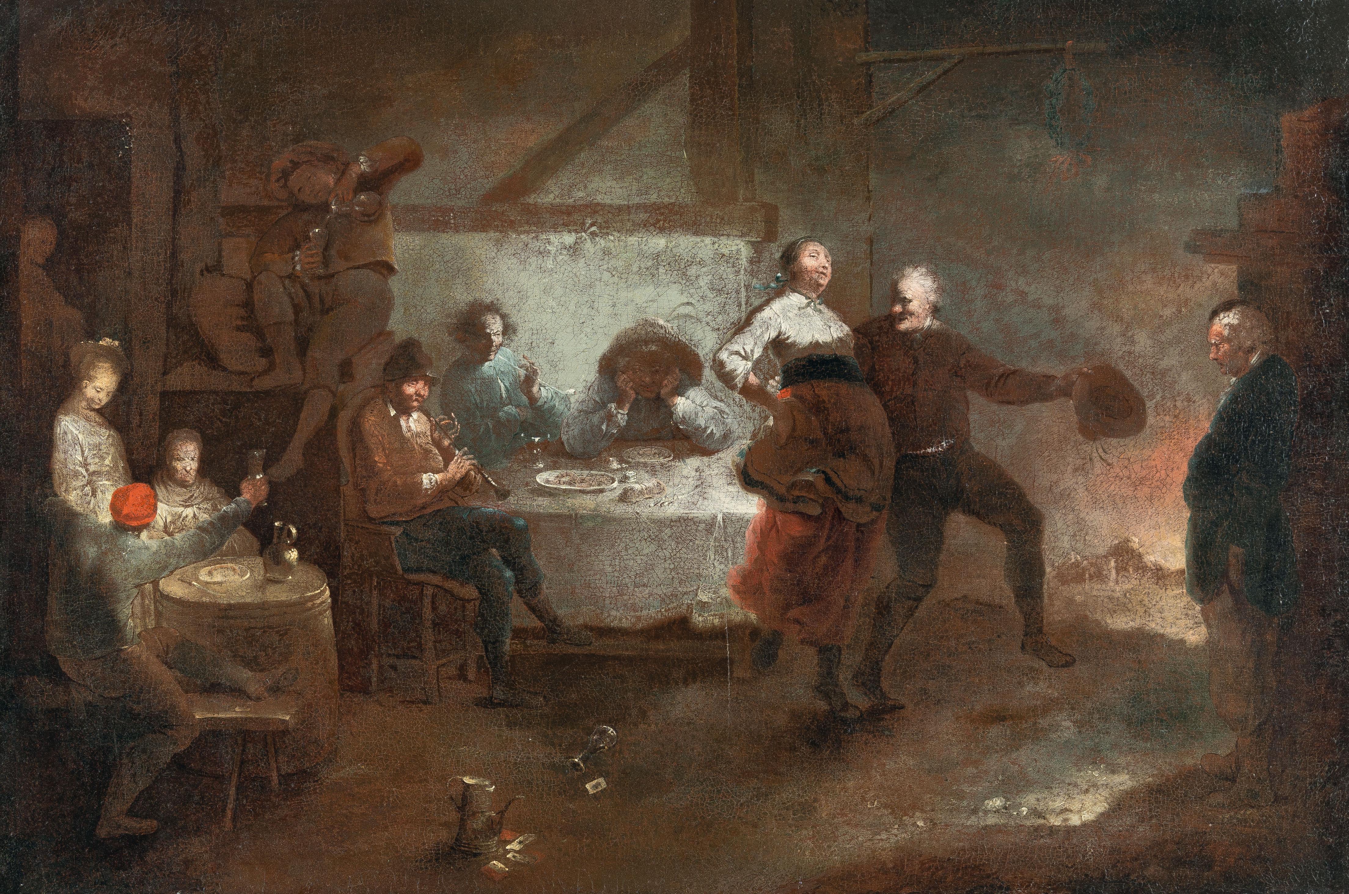 Januarius Zick - Tanzende Bauern vor der Schenke