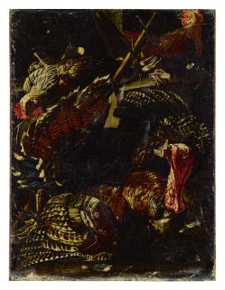 Jaques Van De Kerckhove - A Group Of Fowl Captive As Hunting Game