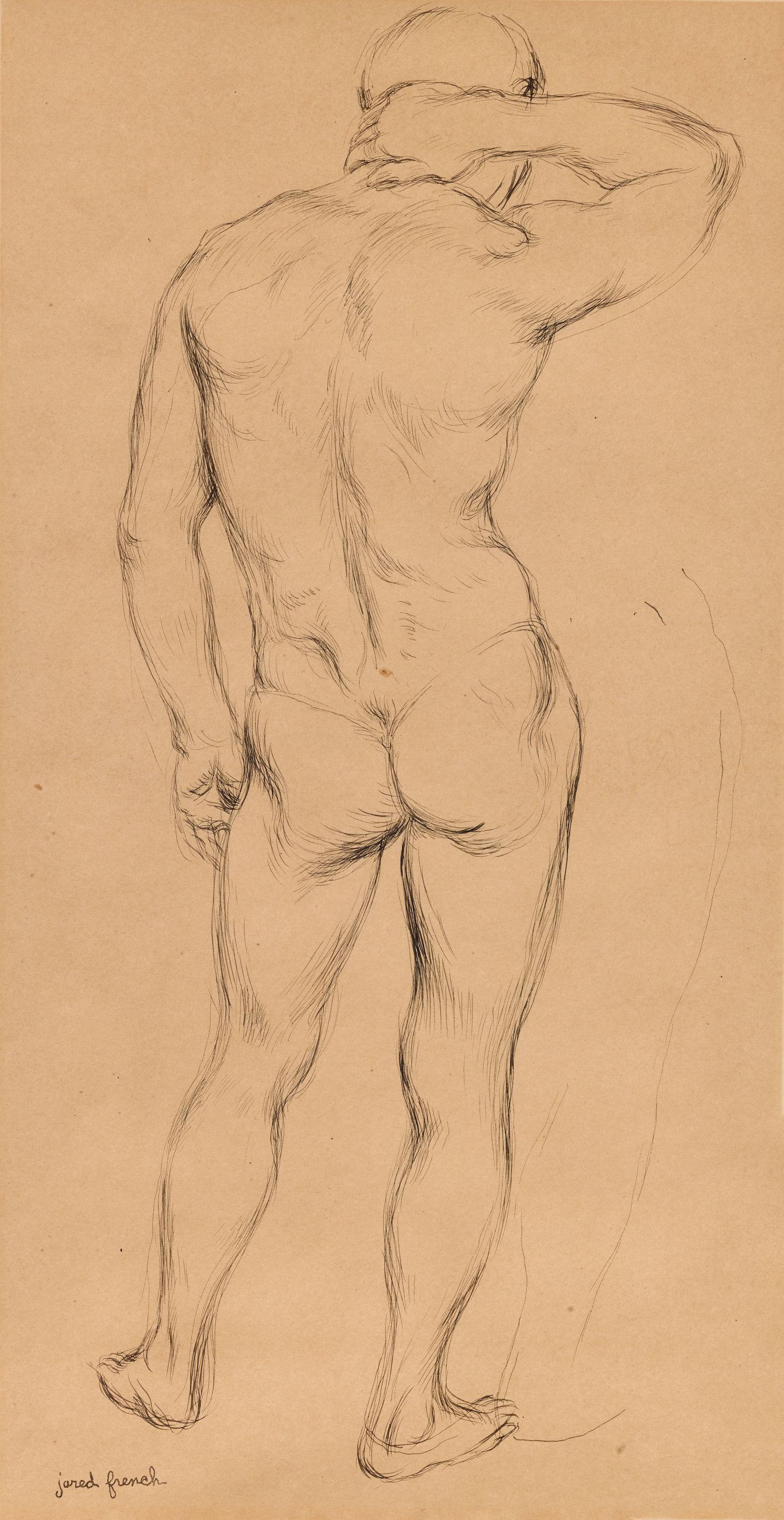 Jared French - Standing Male Nude Seen From Behind
