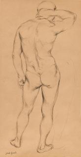 Jared French - Standing Male Nude Seen From Behind