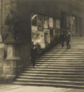 Jaromír Funke - \'Staircase Of Old Prague\', Vers 1924Vintage Bromide Print, Flush-Mounted To Card. Signed In Pencil On The Card. Signed, Titled, Dated And Annotated In Felt Tip Pen And With Exhibition Labels On The Reverse Of The Card. Mounted.