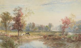 Jasper Francis Cropsey - Cattle in a River Landscape