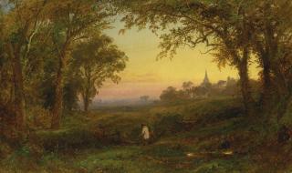 Jasper Francis Cropsey - Hurstbourne Church, Lord Portsmouth\'S Park, Surrey