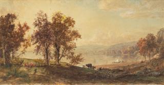 Jasper Francis Cropsey - Lake George 10 1/16 x 17 in. (25.6 x 43.2 cm.)