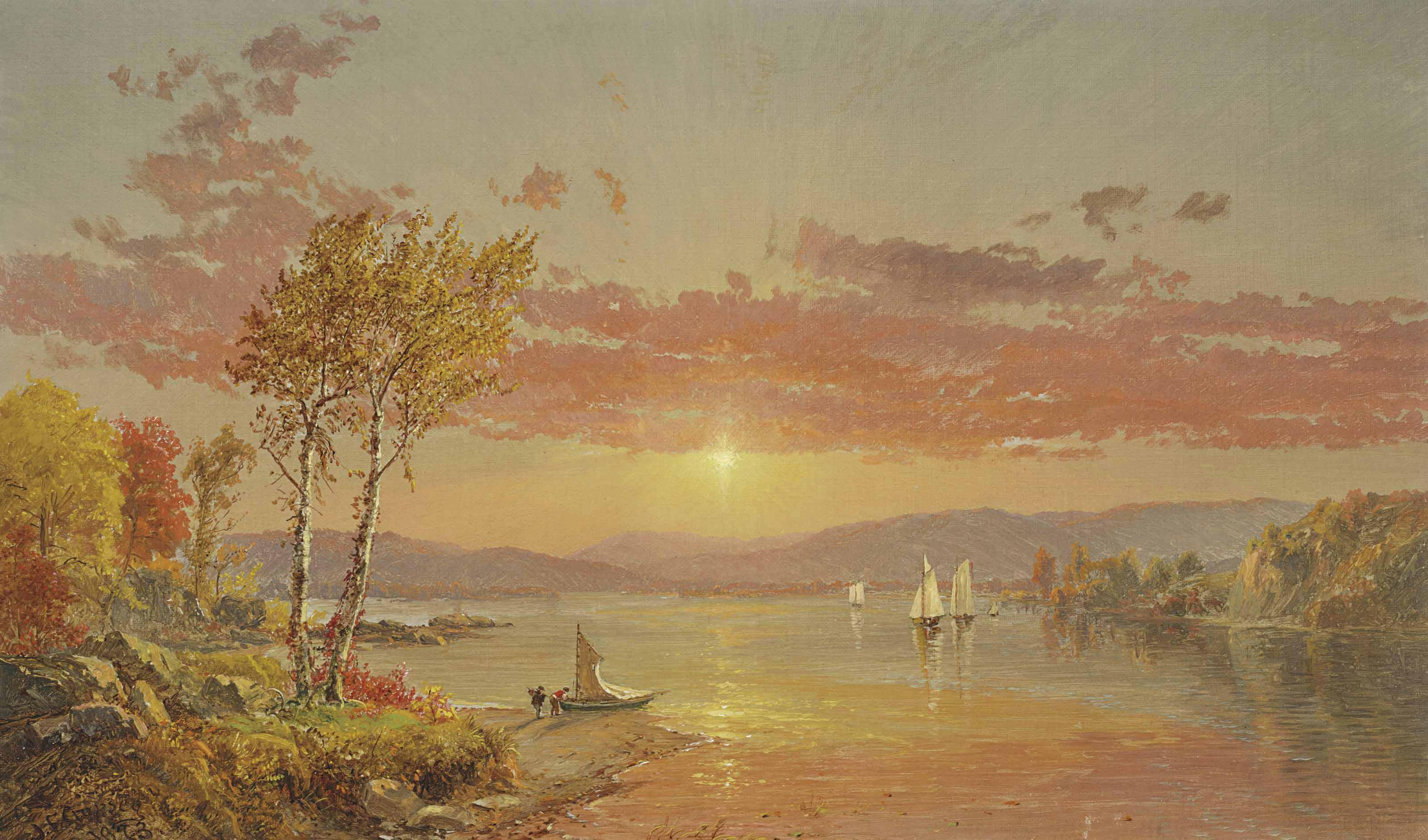 Jasper Francis Cropsey - Sailing on the Lake