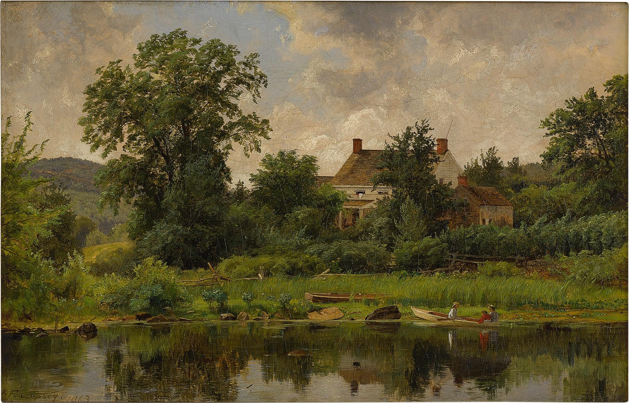 Jasper Francis Cropsey - The Old Homestead of Isaac P. Cooley, Greenwood Lake, Passaic County, New Jersey