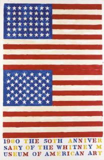 Jasper Johns - Two Flags: Exhibition Poster, The 50th Anniversary of the Whitney Museum of American Art