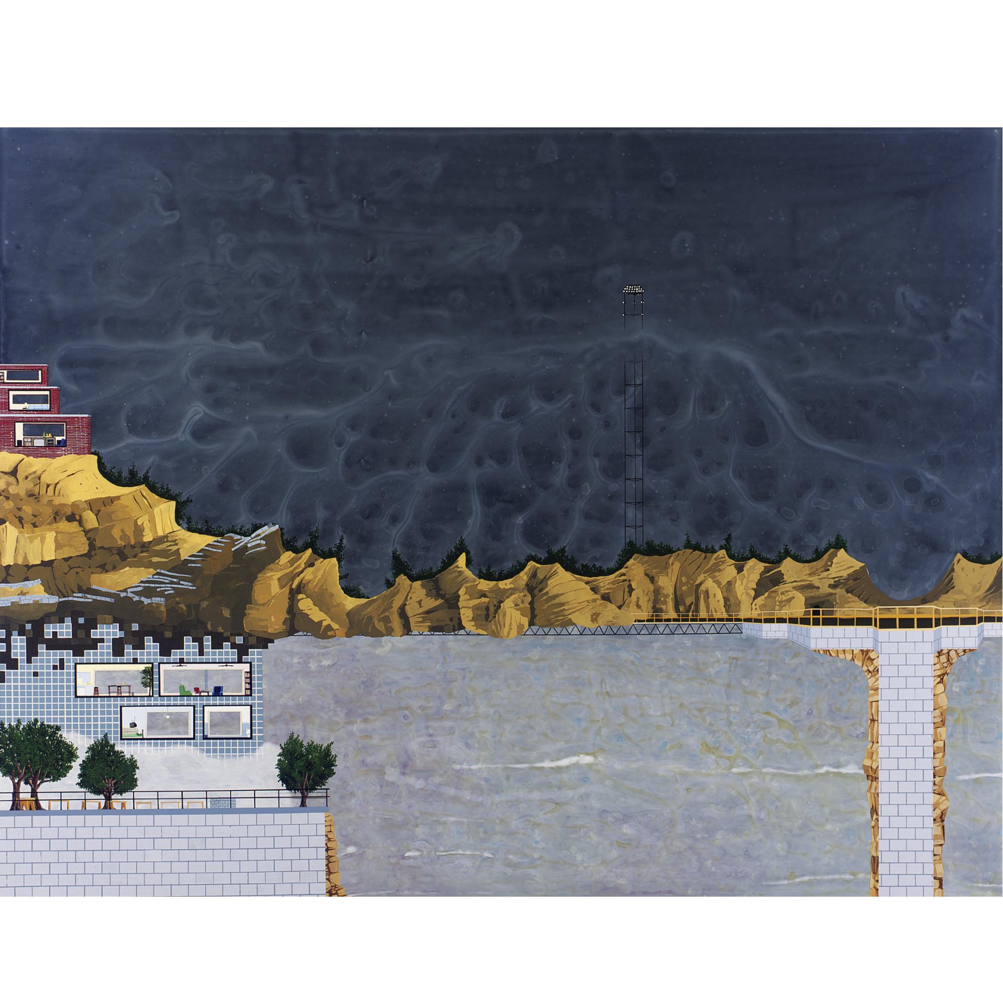 Jay Davis - Untitled (Three Level Brick House, Grid House Morphing Into Dirt, Large Deck, Lighting)