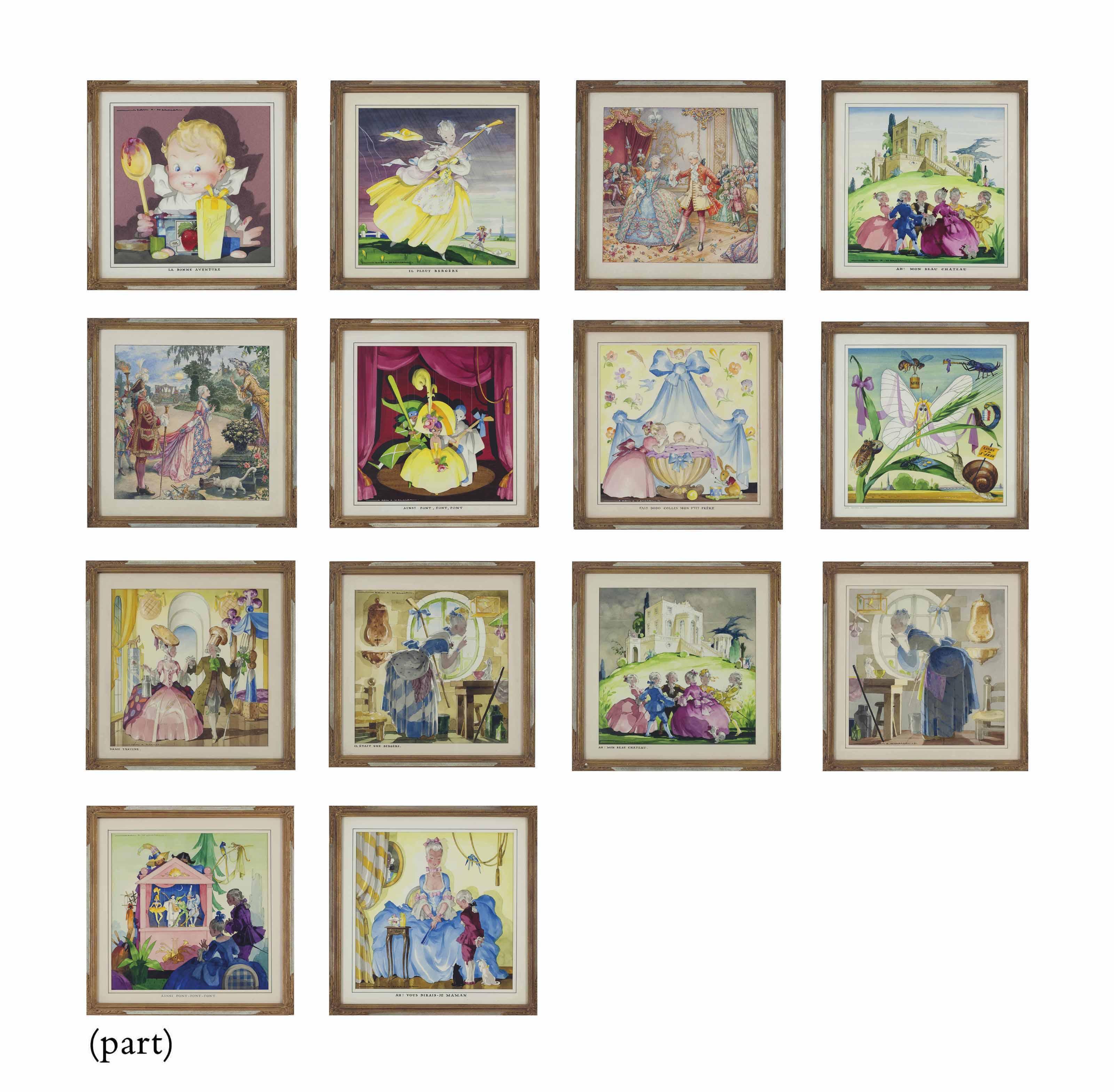Jean A Mercier - A group of framed illustrations