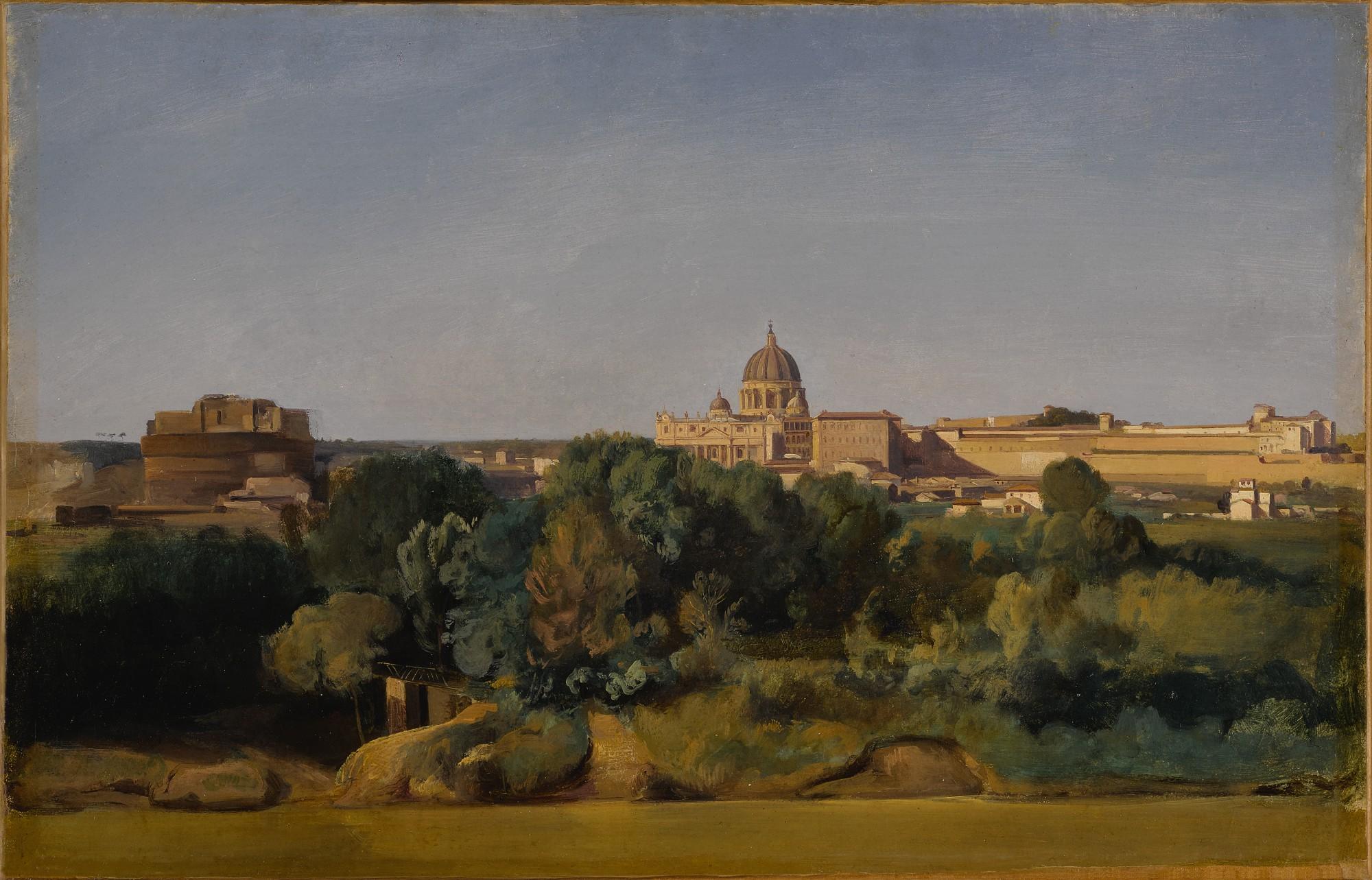 Jean-Achille Benouville - Rome, a view of Saint Peter\'s and the Castel Sant\'Angelo
