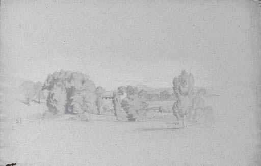 Jean-Achille Benouville - Un paysage avec une ferme dans une forêt