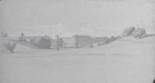 Jean-Achille Benouville - Un paysage de la campagne romaine avec un aqueduc