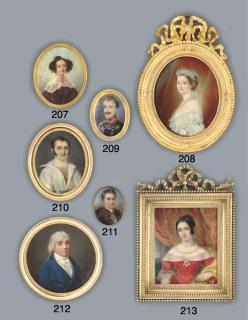 Jean-Antoine Laurent - Marquis de Chieza, in blue coat, blue and white spotted waistcoat and knotted white cravat, powdered hair