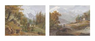 Jean Antoine Linck - View Of The Alps From Saint-Gervais-Les-Bains, With The \'Aiguilles De Tré-La-Tête\'; And View Of The Alps From Magland, With The North Slope Of The Mont-Blanc Massif