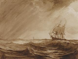 Jean Antoine Theodore Gudin - Marine. Bewegte See mit Seglern.