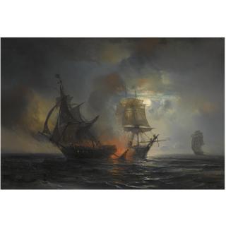 Jean-Antoine Théodore Gudin - Sea Battle By Night