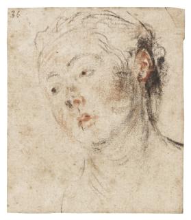 Jean Antoine Watteau - Head Of A Young Woman