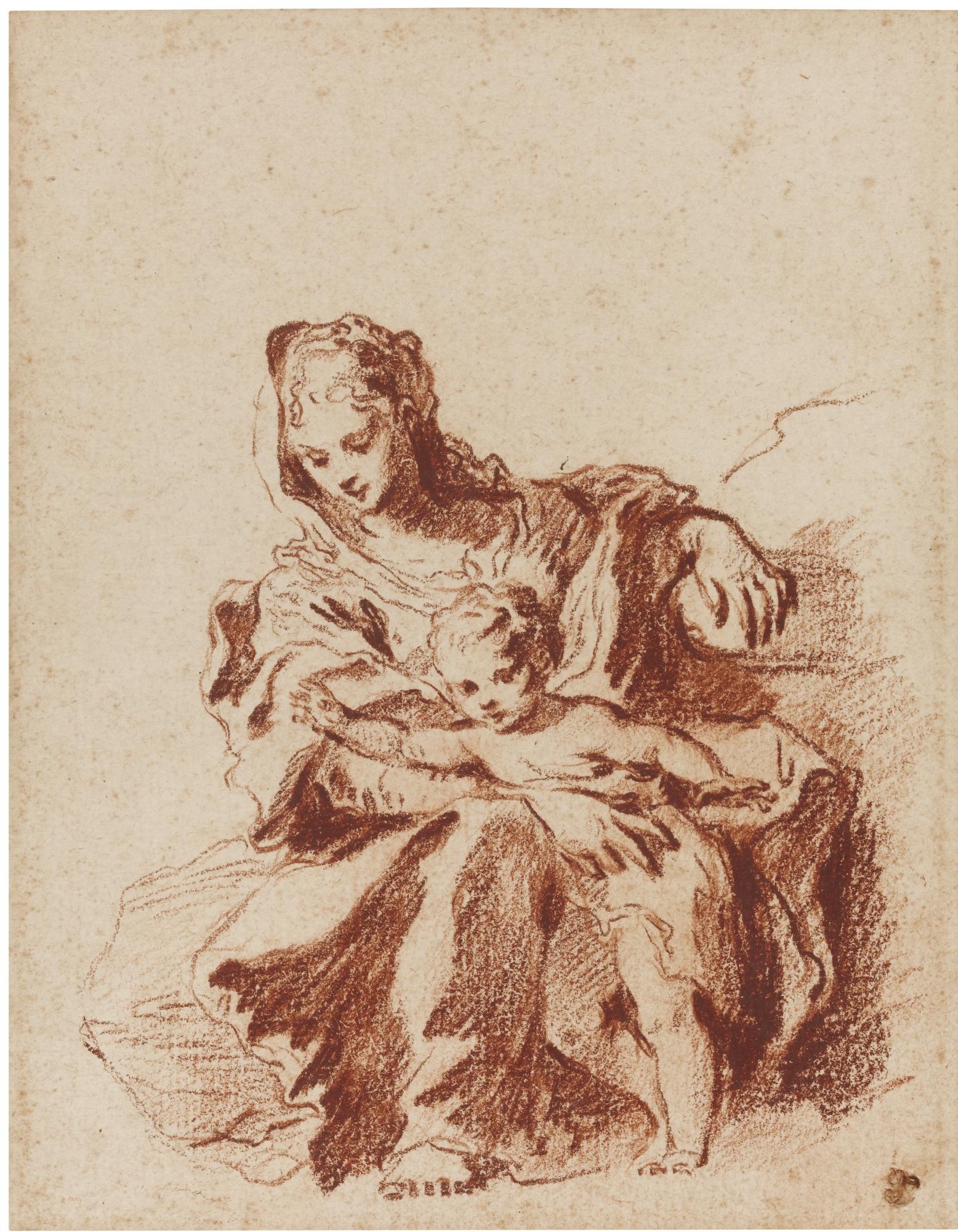 Jean Antoine Watteau - The Virgin And Child After Schedoni