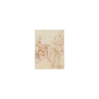 Jean Antoine Watteau - Two Figures: A Draughtsman Seated Holding A Portfolio, Another Standing With His Hand In His Pocket