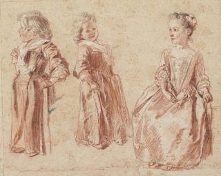 Jean-Antoine Watteau - Two Studies Of A Young Child Standing, And Another Of A Young Girl Seated