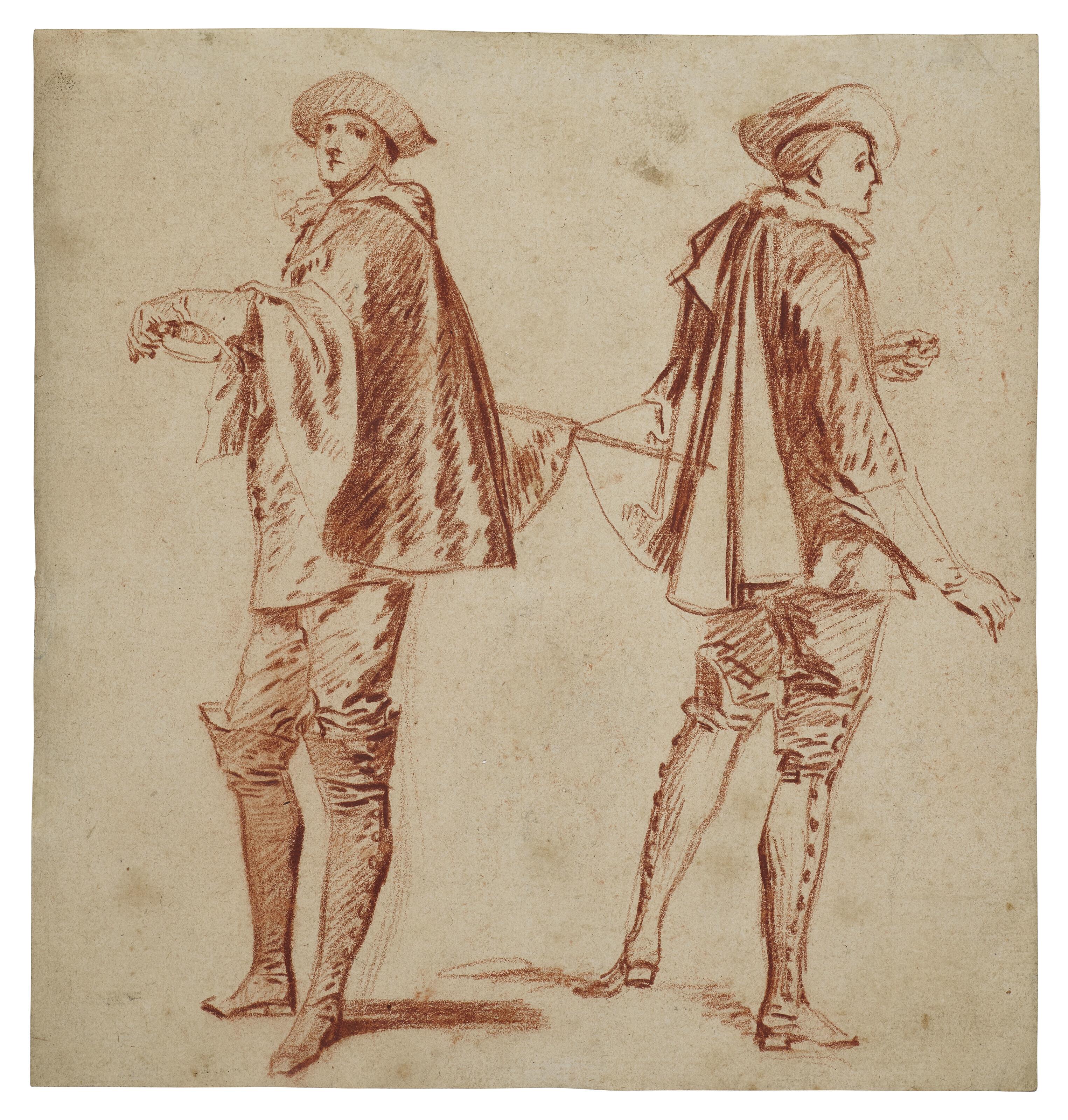 Jean-Antoine Watteau - Two studies of an actor in the costume of Crispin