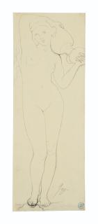 Jean-Auguste-Dominique Ingres - A nude woman holding up a jug