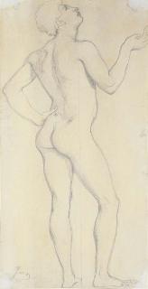 Jean-Auguste-Dominique Ingres - A Nude Youth Looking Up To The Right
