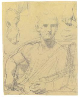Jean-Auguste-Dominique Ingres - A Sheet Of Studies For A Seated Julius Caesar: A Separate Study For His Right Arm And Part Of The Torso, And His Right And Left Hand