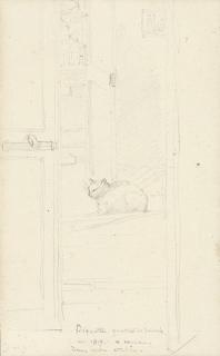 Jean-Auguste-Dominique Ingres - The artist\'s cat, Biquette, in his Roman studio