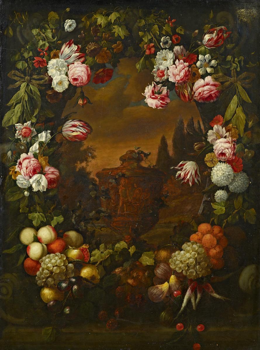 Jean-Baptist Monnoyer - Blumen- und Früchtekranz
