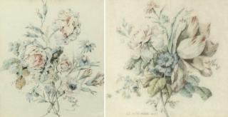 Jean-Baptist Pillement - A bouquet of roses and other flowers; and A bouquet of Tulips and other flowers