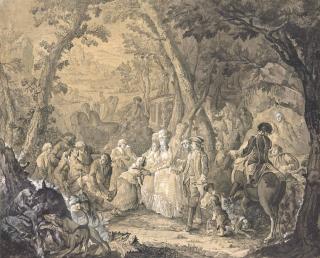 Jean-Baptiste Andre Gautier D\'Agoty - Acte De Bienfaisance De La Reine Devant Un Vigneron Blessé Et Sa Femme Implorante