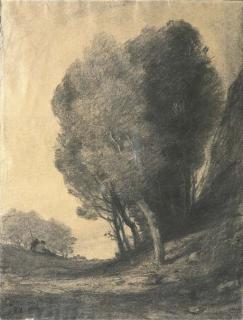 Jean-Baptiste-Camille Corot - A landscape with figures by trees