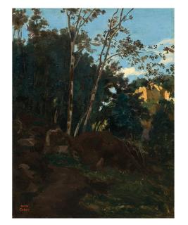 Jean-Baptiste Camille Corot - Bosquet D\'Arbres Parmi Les Rochers À Civita Castellana