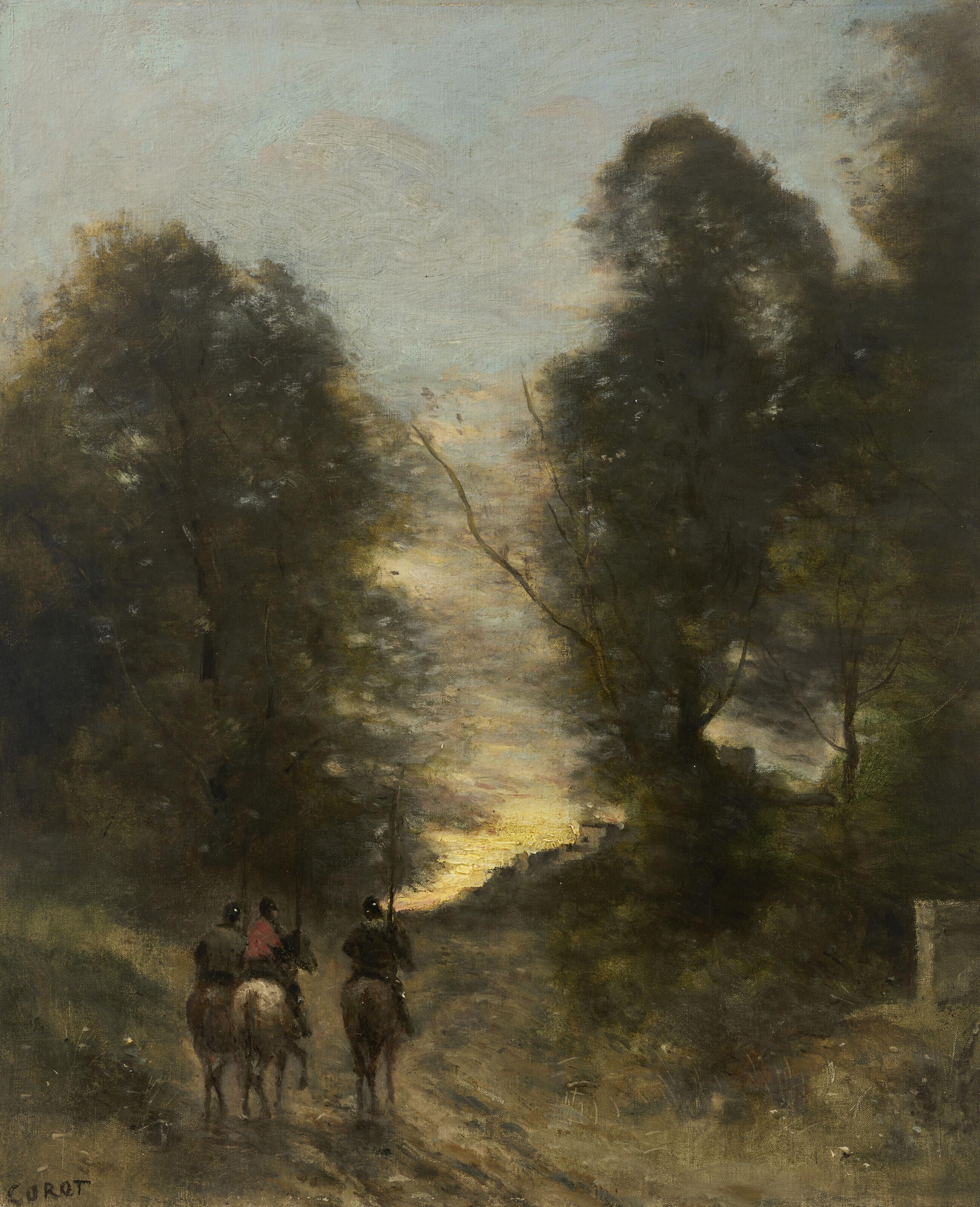 Jean-Baptiste-Camille Corot - Cavaliers gaulois dans un paysage