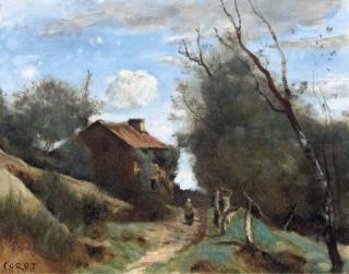 Jean-Baptiste-Camille Corot - Chemin conduisant vers une maison dans la campagne