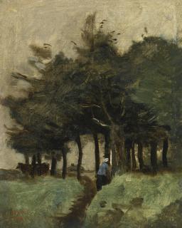 Jean-Baptiste-Camille Corot - French boulogne-Sur-Mer, Sentier Creux Dominé Par Les Arbres
