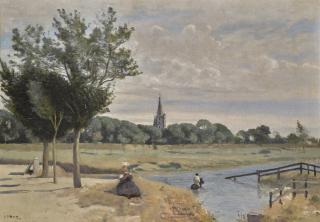 Jean-Baptiste-Camille Corot - French la Rochelle: L’Abreuvoir, Vue Prise Près Des Remparts, Avec La Tour De La Lanterne