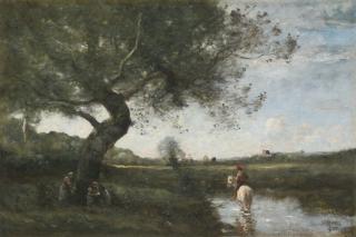 Jean-Baptiste-Camille Corot - French le Ruisseau Au Cheval Blanc
