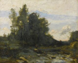 Jean-Baptiste-Camille Corot - French le Torrent Pierreux (Crépuscule)