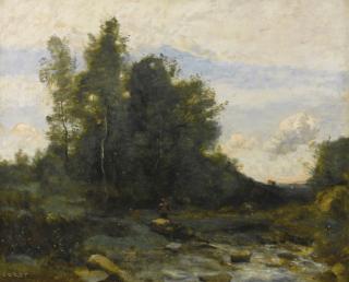 Jean-Baptiste-Camille Corot - French le Torrent Pierreux (Crépuscule)