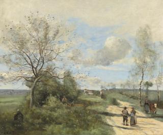 Jean-Baptiste-Camille Corot - French Saintry Près De Corbeil, La Route Blanche