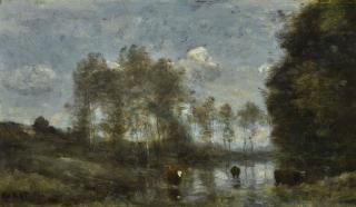 Jean-Baptiste-Camille Corot - French trois Vaches Dans Un Marais
