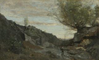 Jean-Baptiste-Camille Corot - French un Torrent Des Abruzzes