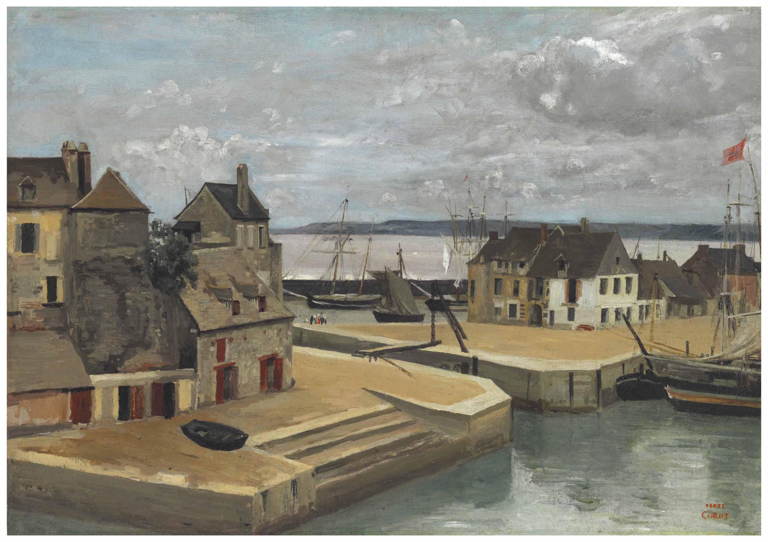 Jean-Baptiste-Camille Corot - Honfleur, Maisons sur les quais