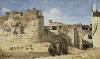 Jean-Baptiste-Camille Corot - La Rochelle - Un Coin De La Cour De La Commanderie
