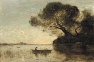 Jean-Baptiste-Camille Corot - Le soir au Lac d\'Albano